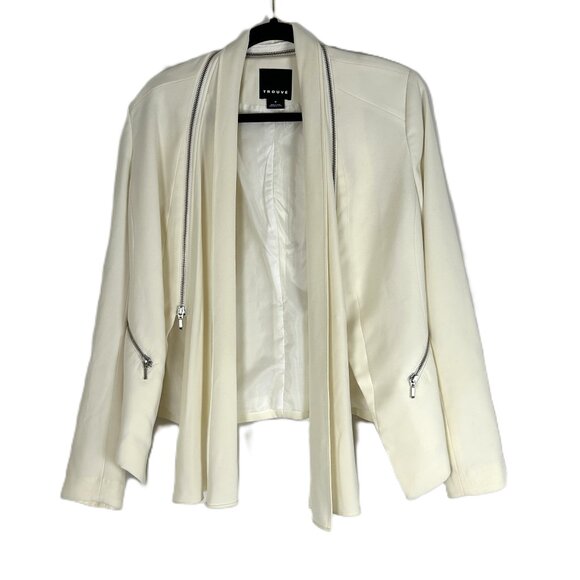 Trouve Blazer w Removable Zipper Scarf Cream M - Picture 1 of 5